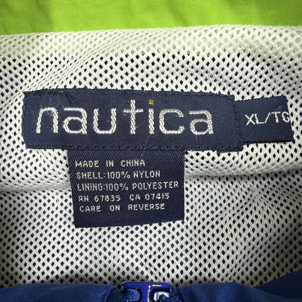Vintage Nautica Scuba Windbreaker Jacket Men XL Blue Neoprene Collar Cuffs 90s